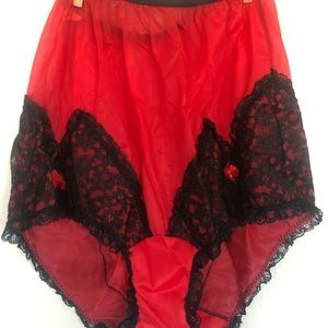 VINTAGE 60'S SHEER NYLON RED LACE PANTIES Viva Las Vegas Vixen Rockabilly